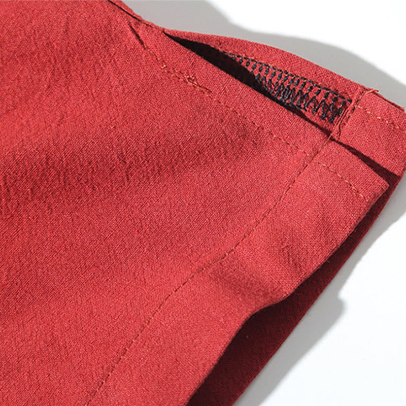 Kimono da uomo in cotone e lino con ricamo Buddha Stones e gru bianche volanti, giacca aperta sul davanti