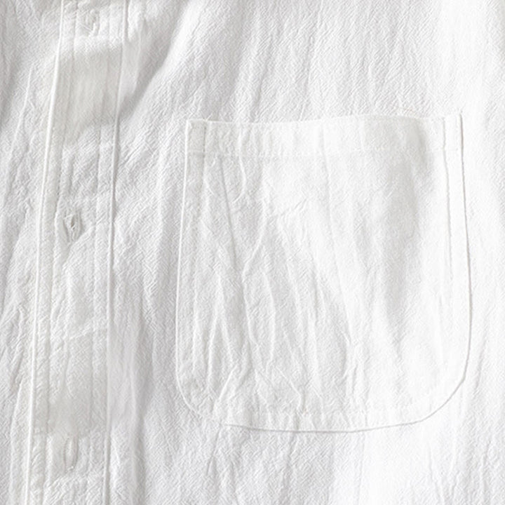 Camicia da uomo in cotone e lino con maniche corte e bottoni, modello Buddha Stones Summer Solid - image 9