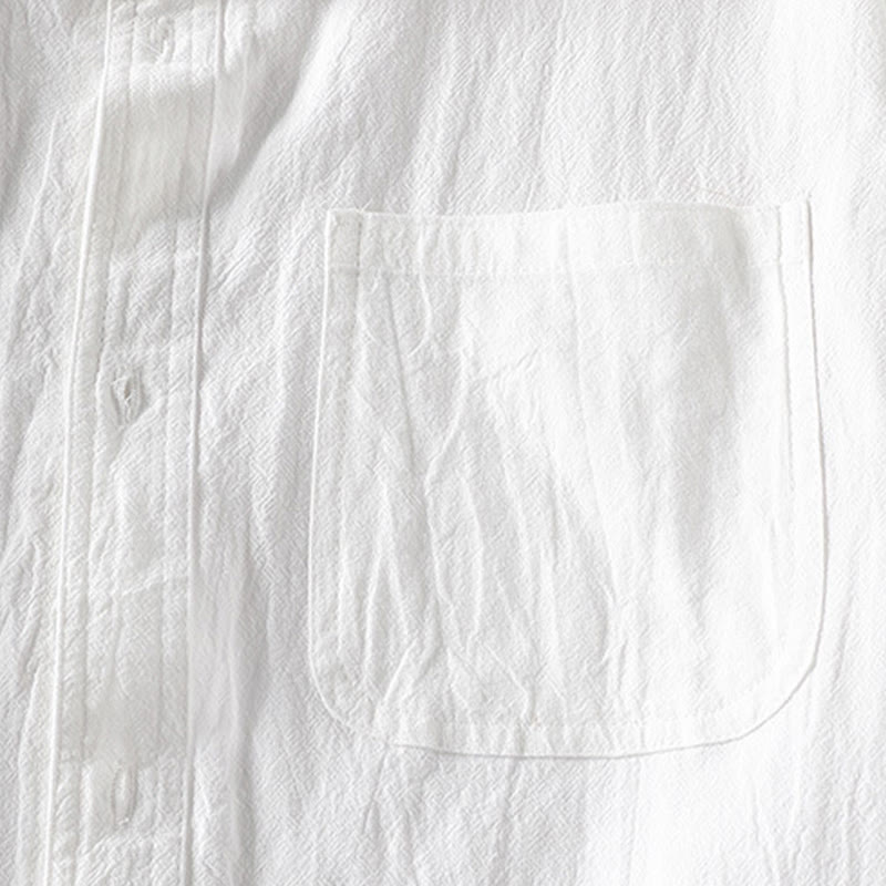 Camicia da uomo in cotone e lino con maniche corte e bottoni, modello Buddha Stones Summer Solid - image 9