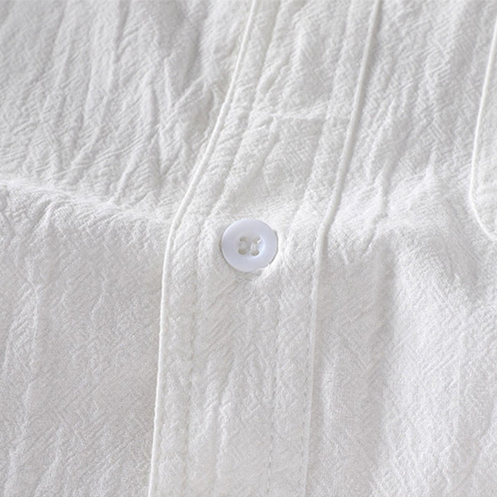 Camicia da uomo in cotone e lino con maniche corte e bottoni, modello Buddha Stones Summer Solid - image 10