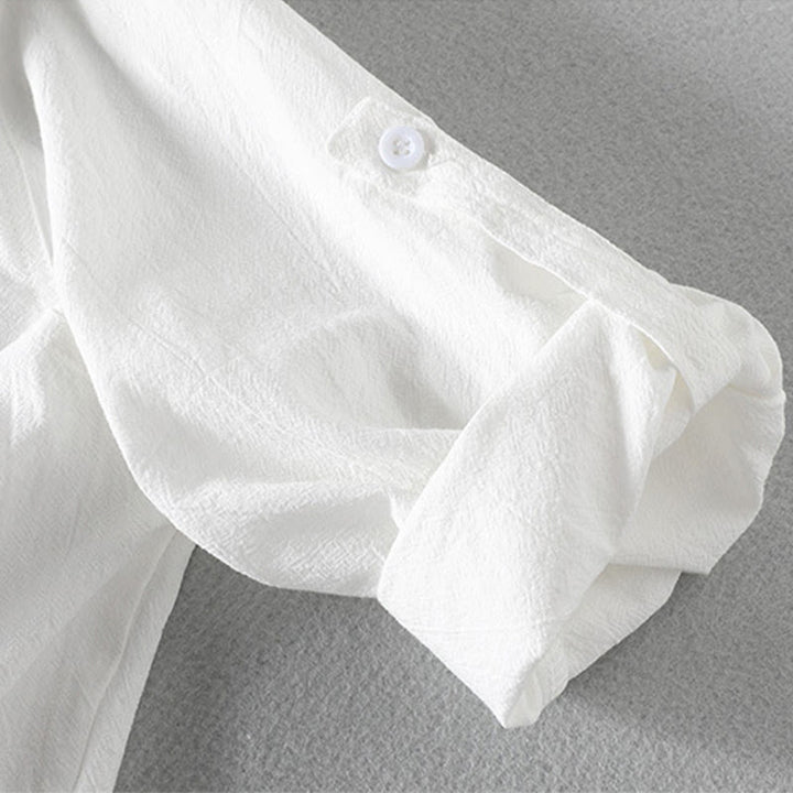 Camicia da uomo in cotone e lino con maniche corte e bottoni, modello Buddha Stones Summer Solid - image 12