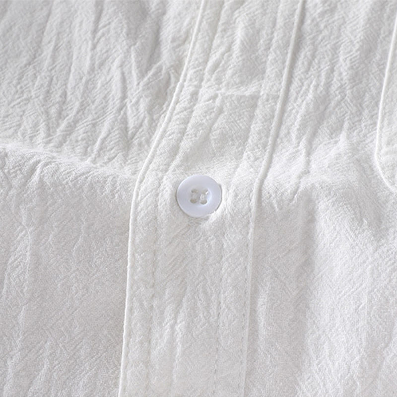 Camicia da uomo in cotone e lino con maniche corte e bottoni, modello Buddha Stones Summer Solid - image 10