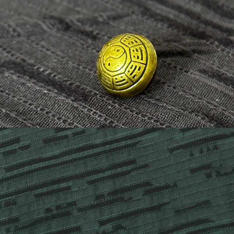 Camicia da uomo in cotone e lino a maniche corte con motivo patchwork estivo Buddha Stones - image 7