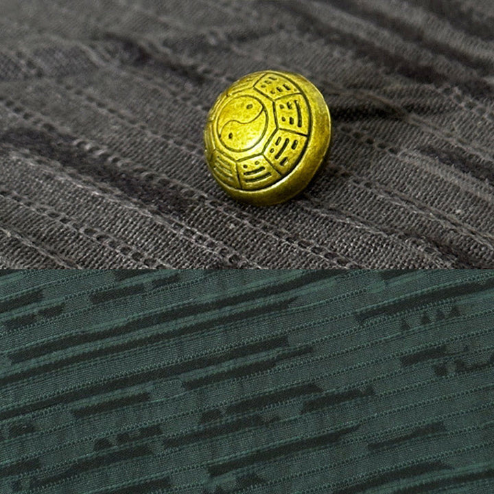 Camicia da uomo in cotone e lino a maniche corte con motivo patchwork estivo Buddha Stones - image 7