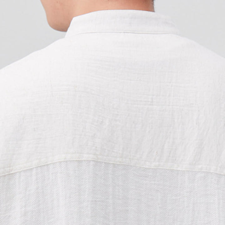 Camicia a maniche corte da uomo con design Buddha Stones Summer Plain e bottoni a metà - image 4