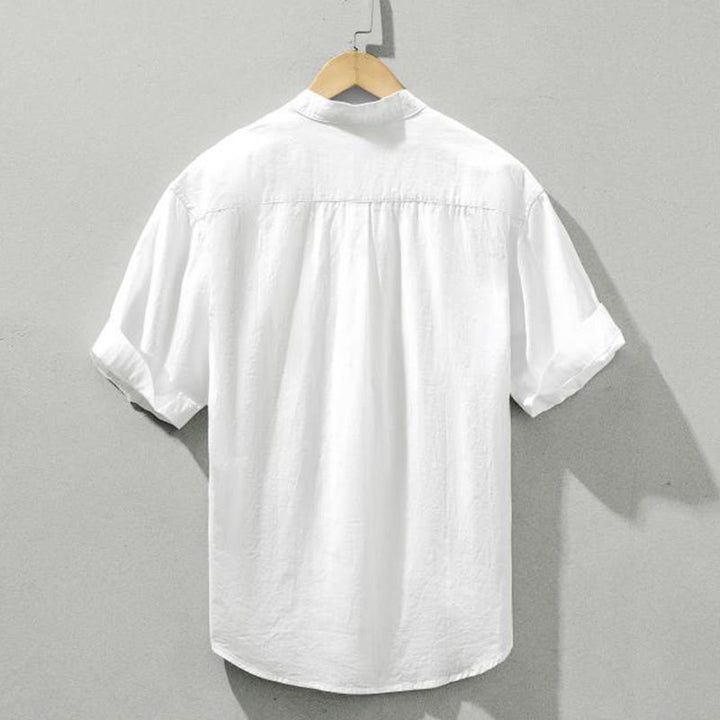 Camicia da uomo in cotone a maniche corte con bottoni a metà polpaccio, modello Buddha Stones Summer Solid