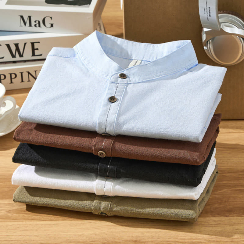 Camicia da uomo in cotone a maniche corte con bottoni a metà polpaccio, modello Buddha Stones Summer Solid - image 1