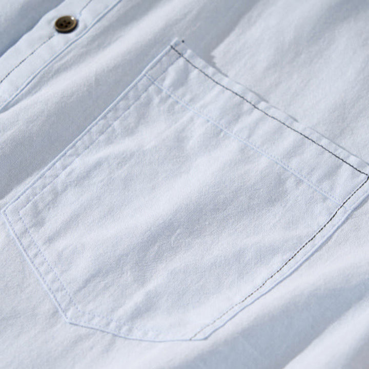 Camicia da uomo in cotone a maniche corte con bottoni a metà polpaccio, modello Buddha Stones Summer Solid - image 7