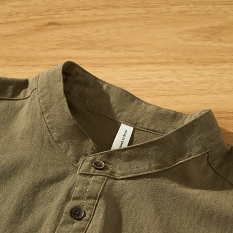 Camicia da uomo in cotone a maniche corte con bottoni a metà polpaccio, modello Buddha Stones Summer Solid