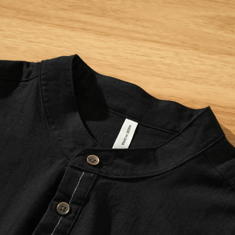 Camicia da uomo in cotone a maniche corte con bottoni a metà polpaccio, modello Buddha Stones Summer Solid - image 11