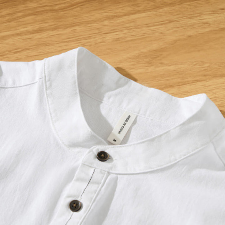 Camicia da uomo in cotone a maniche corte con bottoni a metà polpaccio, modello Buddha Stones Summer Solid