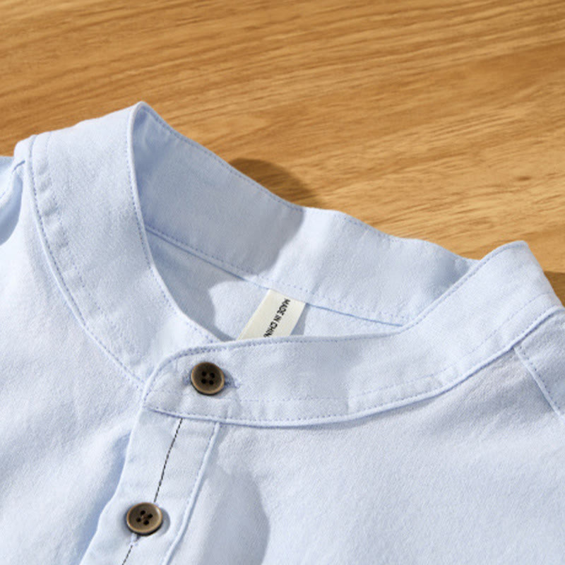 Camicia da uomo in cotone a maniche corte con bottoni a metà polpaccio, modello Buddha Stones Summer Solid - image 4