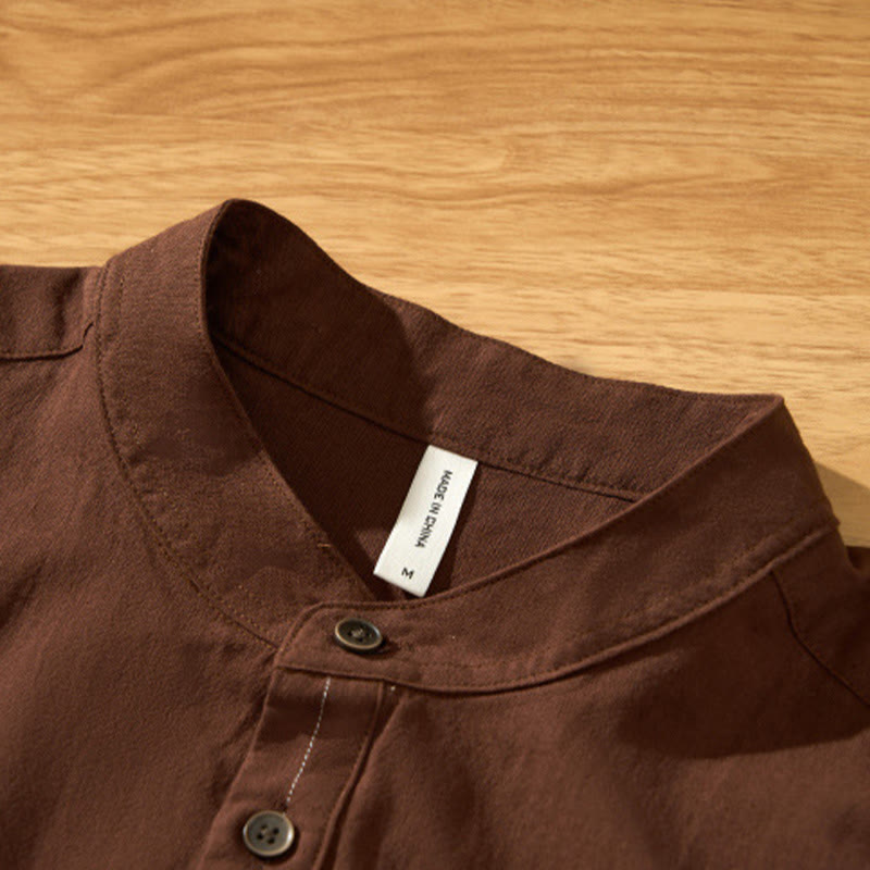 Camicia da uomo in cotone a maniche corte con bottoni a metà polpaccio, modello Buddha Stones Summer Solid
