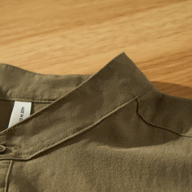 Camicia da uomo in cotone a maniche corte con bottoni a metà polpaccio, modello Buddha Stones Summer Solid