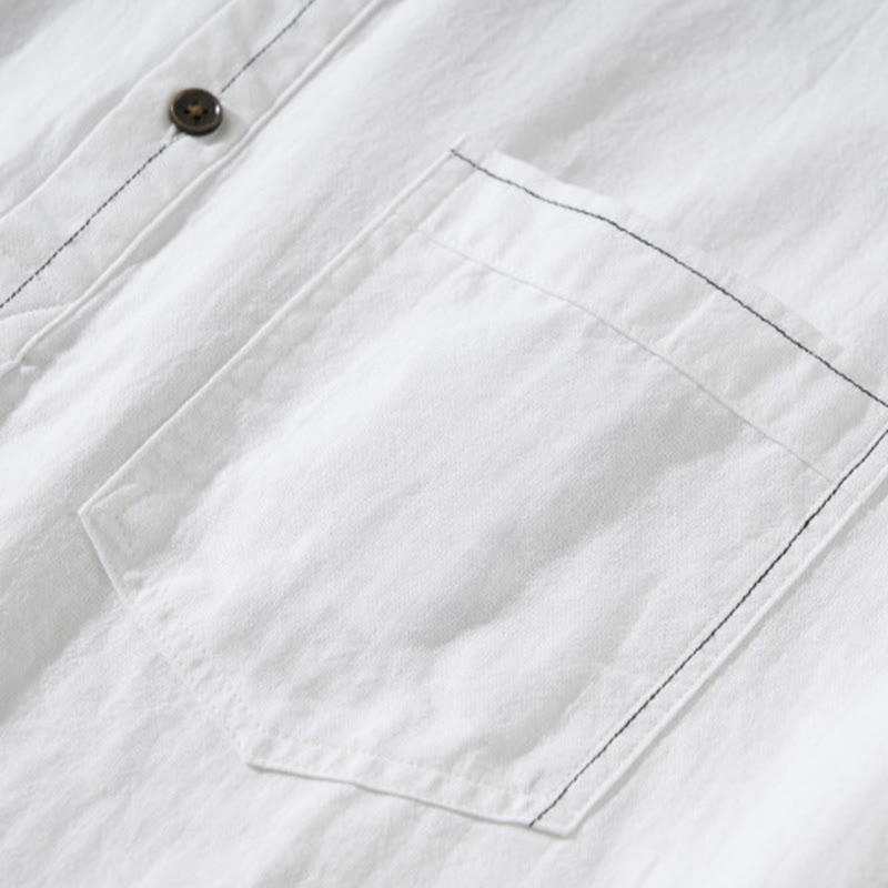 Camicia da uomo in cotone a maniche corte con bottoni a metà polpaccio, modello Buddha Stones Summer Solid