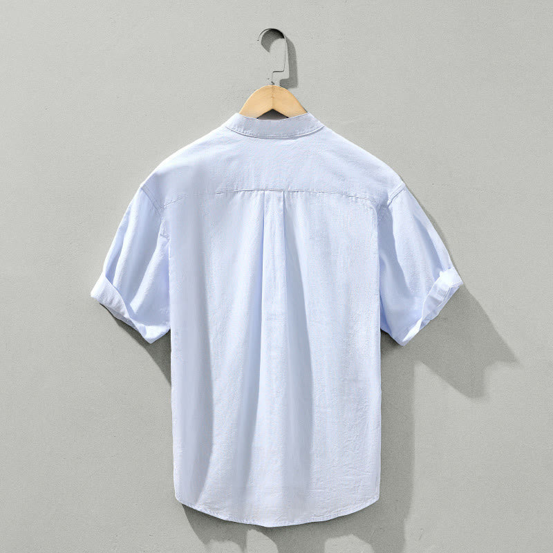 Camicia da uomo in cotone a maniche corte con bottoni a metà polpaccio, modello Buddha Stones Summer Solid