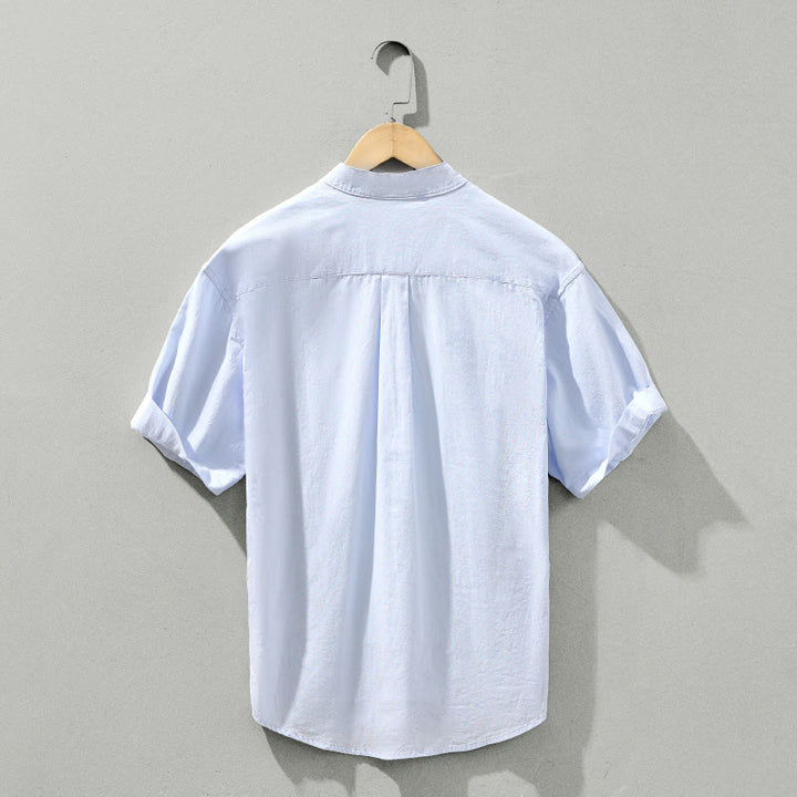 Camicia da uomo in cotone a maniche corte con bottoni a metà polpaccio, modello Buddha Stones Summer Solid