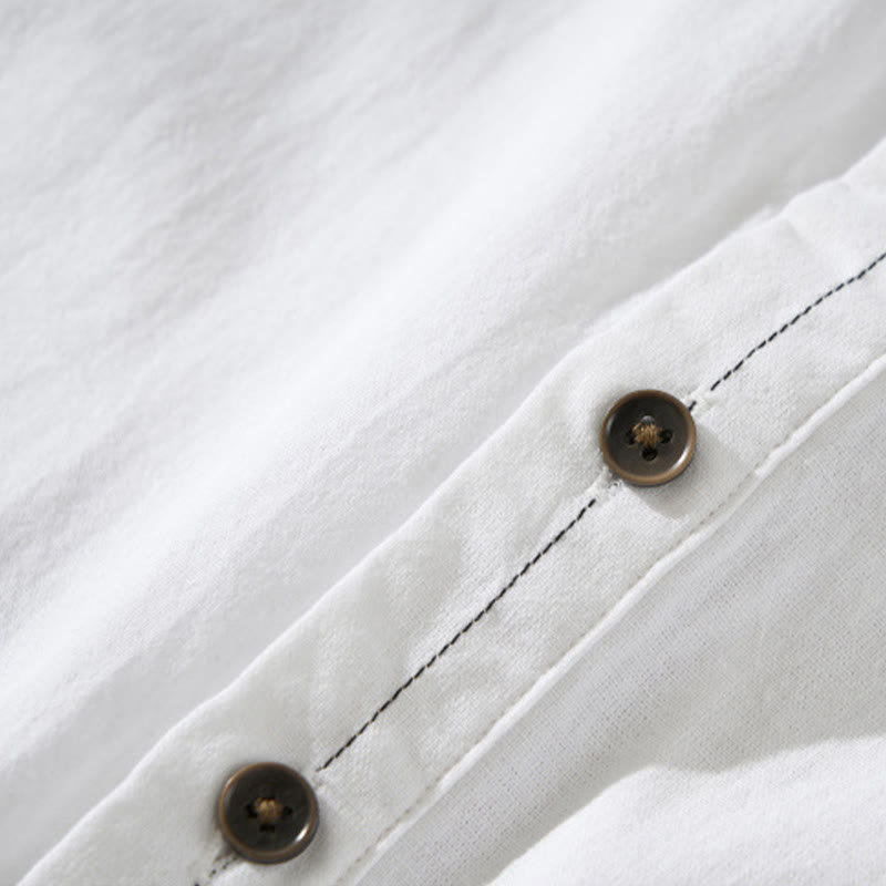 Camicia da uomo in cotone a maniche corte con bottoni a metà polpaccio, modello Buddha Stones Summer Solid - image 19