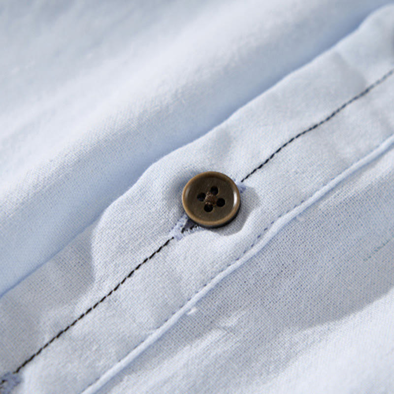 Camicia da uomo in cotone a maniche corte con bottoni a metà polpaccio, modello Buddha Stones Summer Solid - image 6