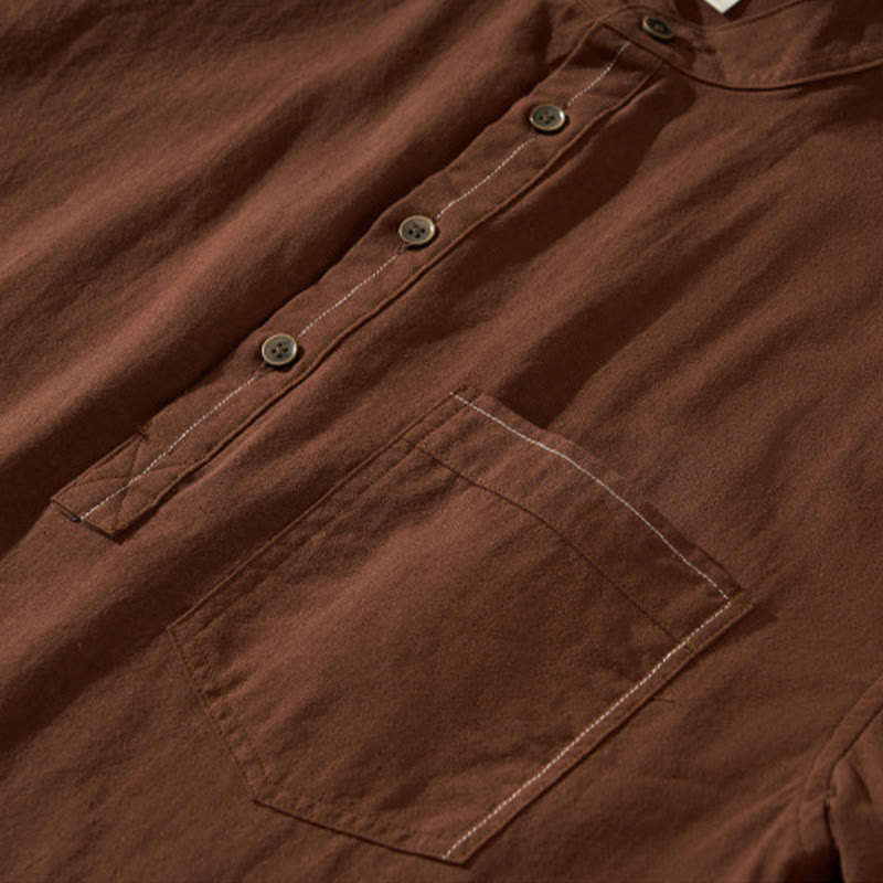 Camicia da uomo in cotone a maniche corte con bottoni a metà polpaccio, modello Buddha Stones Summer Solid - image 24