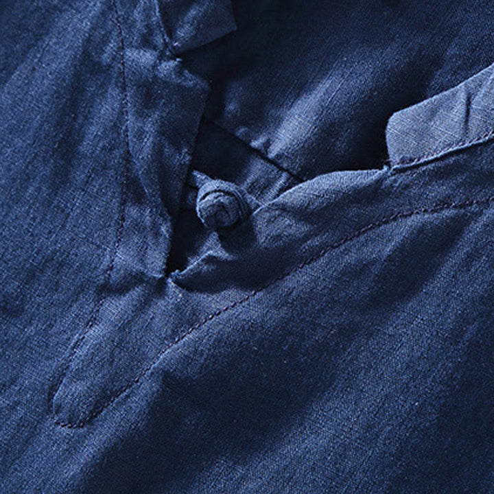 Camicia da uomo in lino a maniche corte con design estivo Buddha Stones - image 3