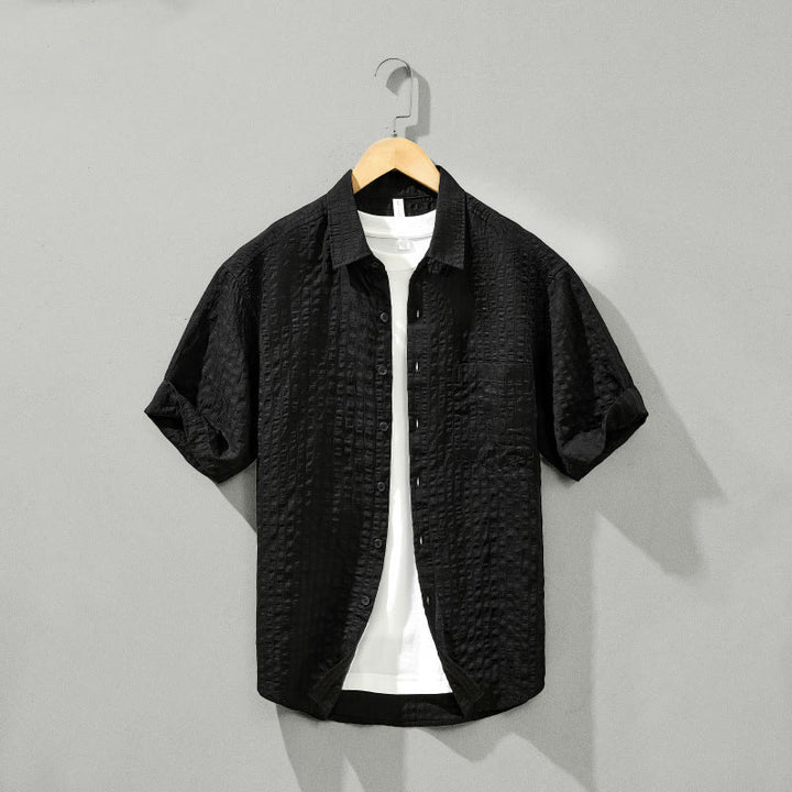 Camicia da uomo in tencel a maniche corte, traspirante, con bottoni , Buddha Stones - Nero - US/UK/AU42, EU52 (3XL) - image 20