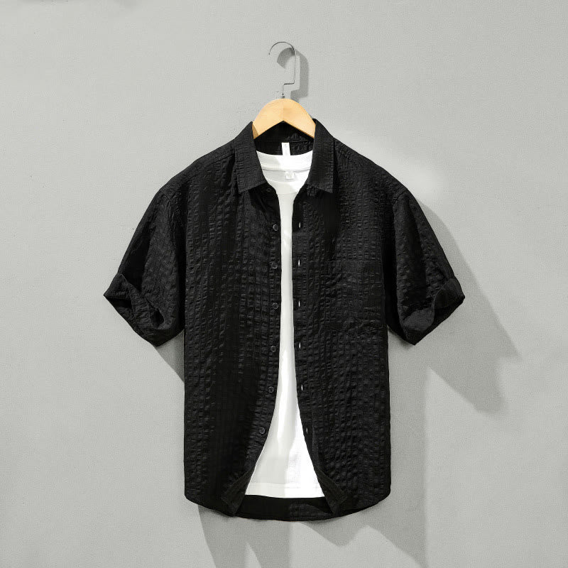 Camicia da uomo in tencel a maniche corte, traspirante, con bottoni , Buddha Stones - Nero - US/UK/AU42, EU52 (3XL) - image 20