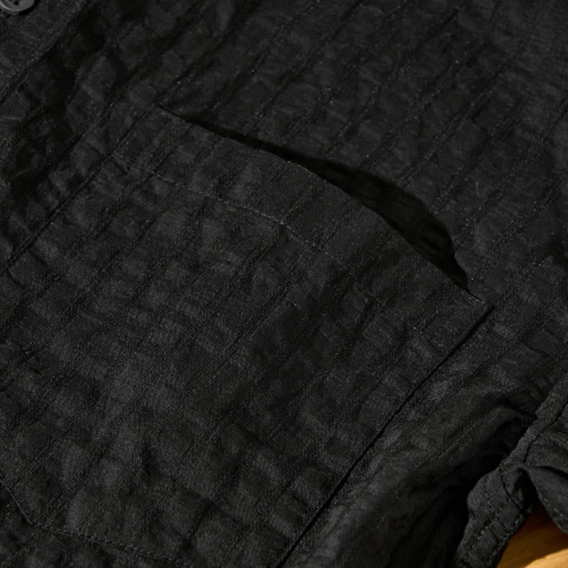 Camicia da uomo in tencel a maniche corte, traspirante, con bottoni , Buddha Stones - image 26