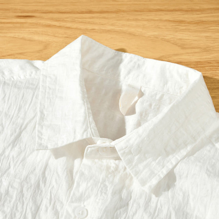 Camicia da uomo in tencel a maniche corte, traspirante, con bottoni , Buddha Stones - image 14