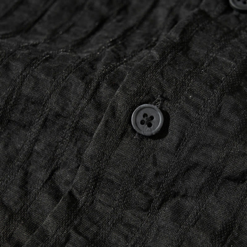 Camicia da uomo in tencel a maniche corte, traspirante, con bottoni , Buddha Stones - image 23