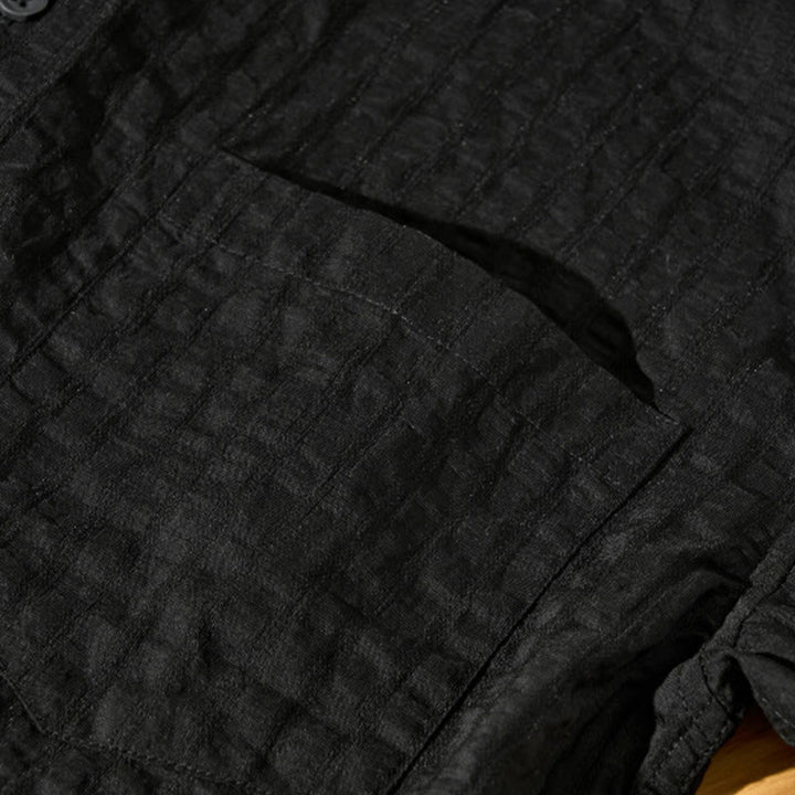 Camicia da uomo in tencel a maniche corte, traspirante, con bottoni , Buddha Stones - image 26