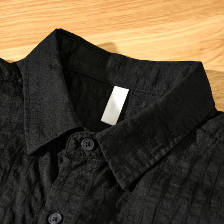 Camicia da uomo in tencel a maniche corte, traspirante, con bottoni , Buddha Stones - image 21