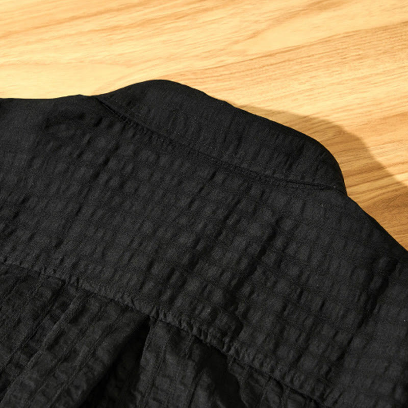 Camicia da uomo in tencel a maniche corte, traspirante, con bottoni , Buddha Stones - image 22