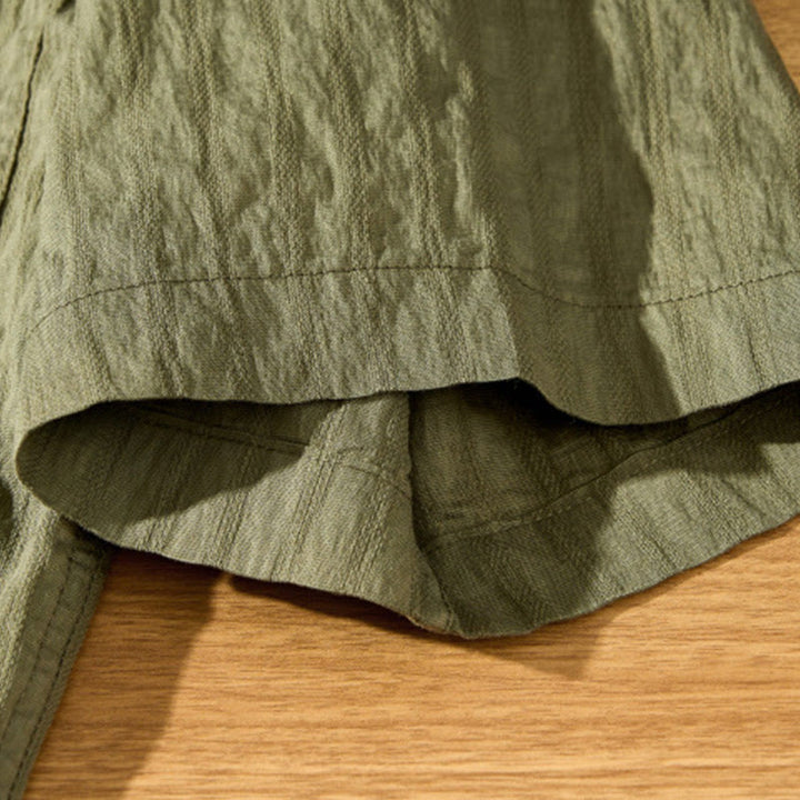 Camicia da uomo in tencel a maniche corte, traspirante, con bottoni , Buddha Stones - image 9