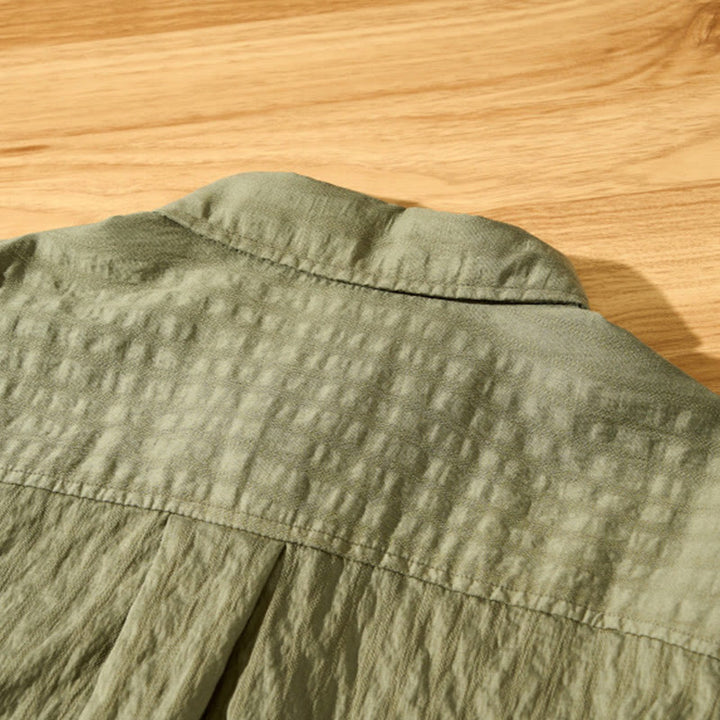 Camicia da uomo in tencel a maniche corte, traspirante, con bottoni , Buddha Stones - image 6