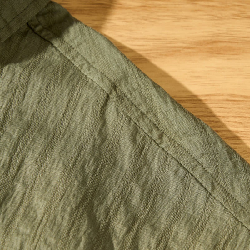 Camicia da uomo in tencel a maniche corte, traspirante, con bottoni , Buddha Stones - image 7