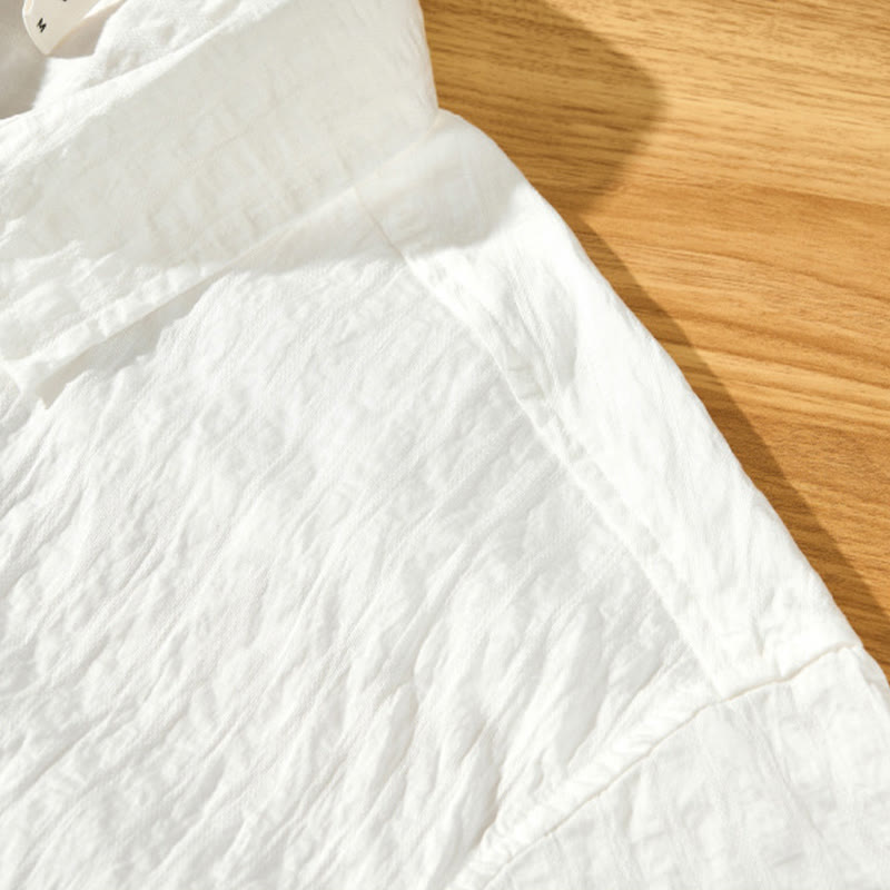 Camicia da uomo in tencel a maniche corte, traspirante, con bottoni , Buddha Stones - image 16