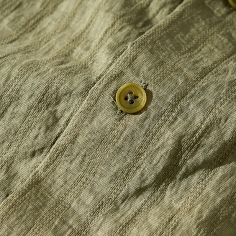 Camicia da uomo in tencel a maniche corte, traspirante, con bottoni , Buddha Stones - image 8