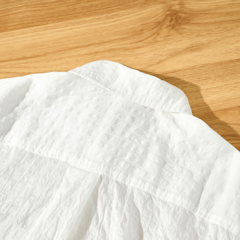 Camicia da uomo in tencel a maniche corte, traspirante, con bottoni , Buddha Stones - image 15