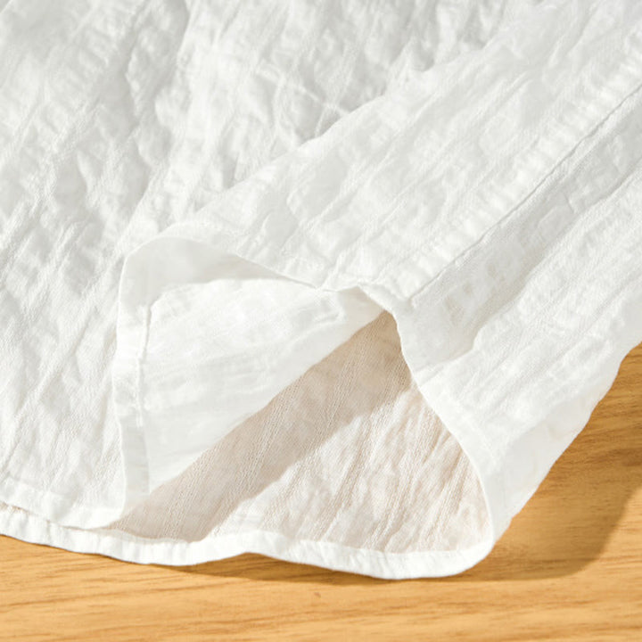 Camicia da uomo in tencel a maniche corte, traspirante, con bottoni , Buddha Stones - image 19