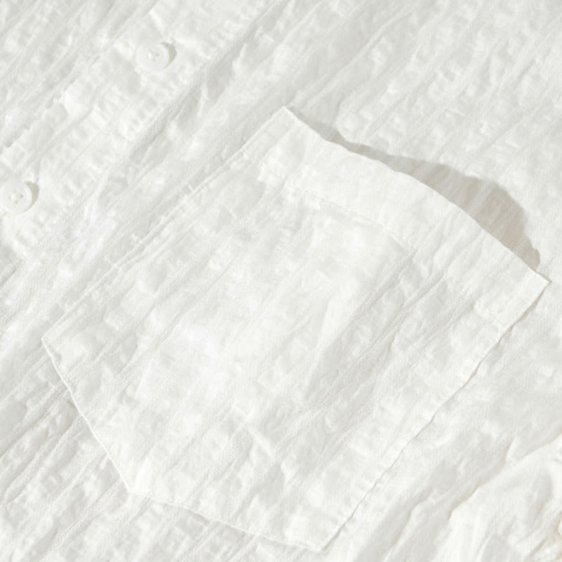 Camicia da uomo in tencel a maniche corte, traspirante, con bottoni , Buddha Stones - image 18