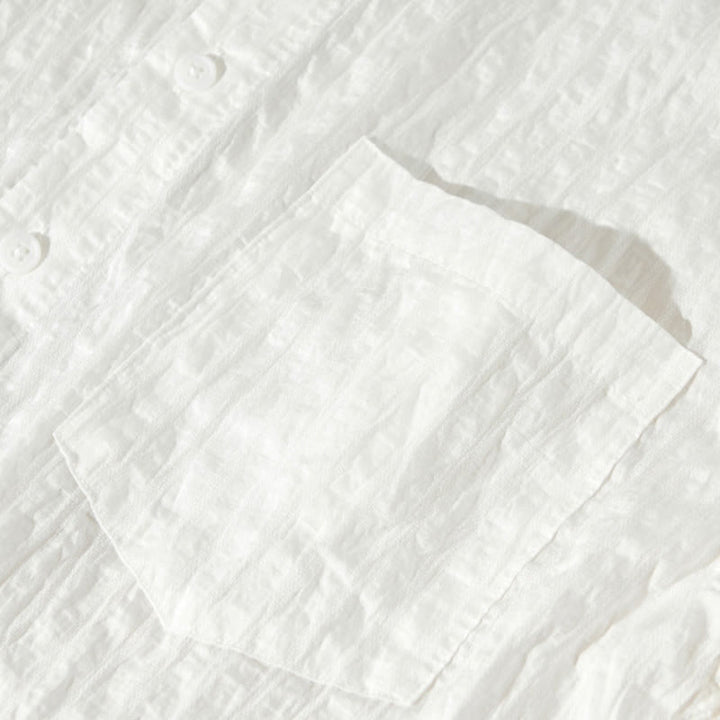 Camicia da uomo in tencel a maniche corte, traspirante, con bottoni , Buddha Stones - image 18