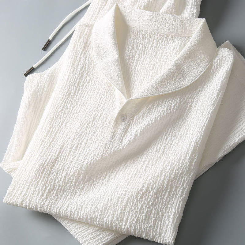 Set da uomo Buddha Stones, 2 pezzi, tinta unita, con scollo a V, maniche corte, pantaloni e maglietta antirughe - image 10