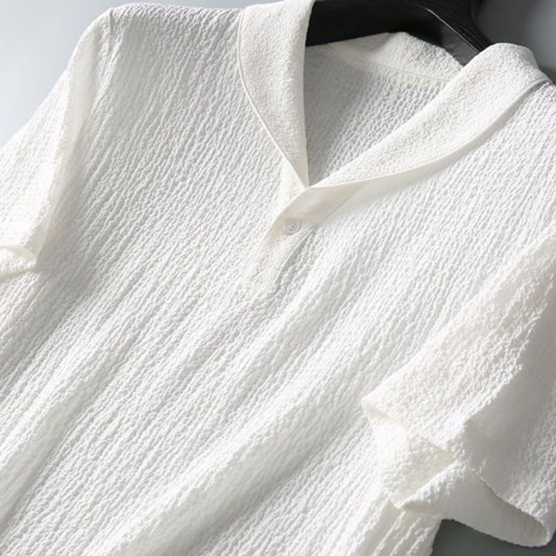 Set da uomo Buddha Stones, 2 pezzi, tinta unita, con scollo a V, maniche corte, pantaloni e maglietta antirughe - image 11