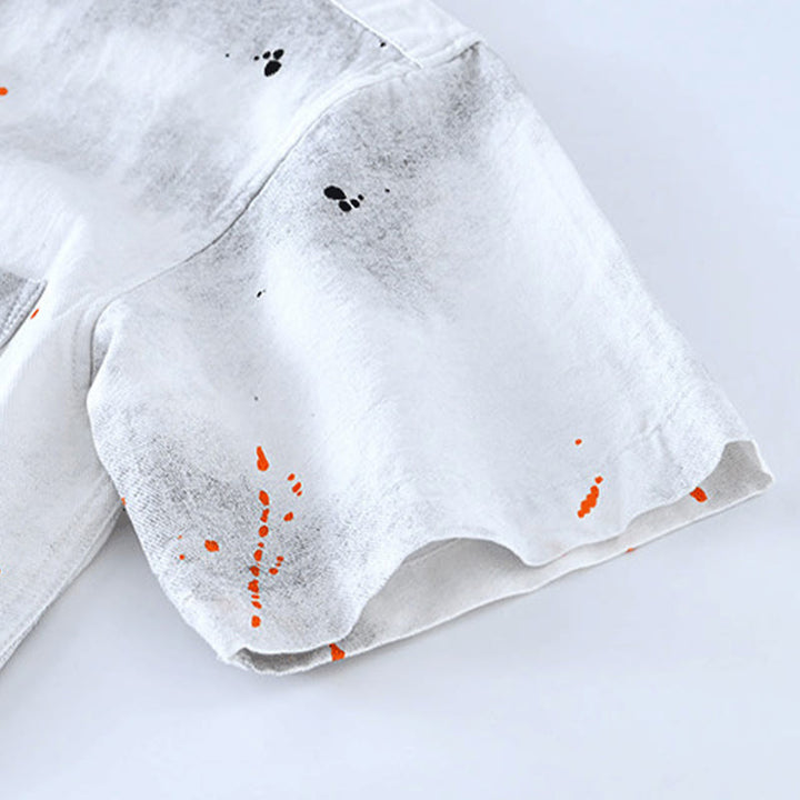 Camicia da uomo in cotone a maniche corte con bottoni e stampa "Buddha Stones Summer Ink Splashing Colour"