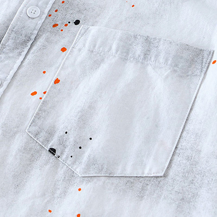 Camicia da uomo in cotone a maniche corte con bottoni e stampa "Buddha Stones Summer Ink Splashing Colour"