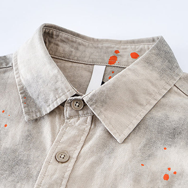 Camicia da uomo in cotone a maniche corte con bottoni e stampa "Buddha Stones Summer Ink Splashing Colour" - image 2