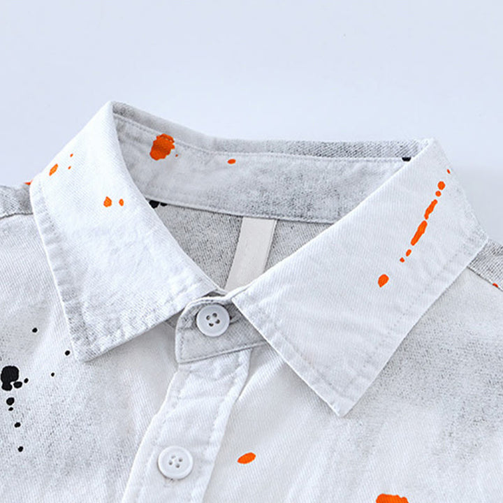 Camicia da uomo in cotone a maniche corte con bottoni e stampa "Buddha Stones Summer Ink Splashing Colour" - image 11