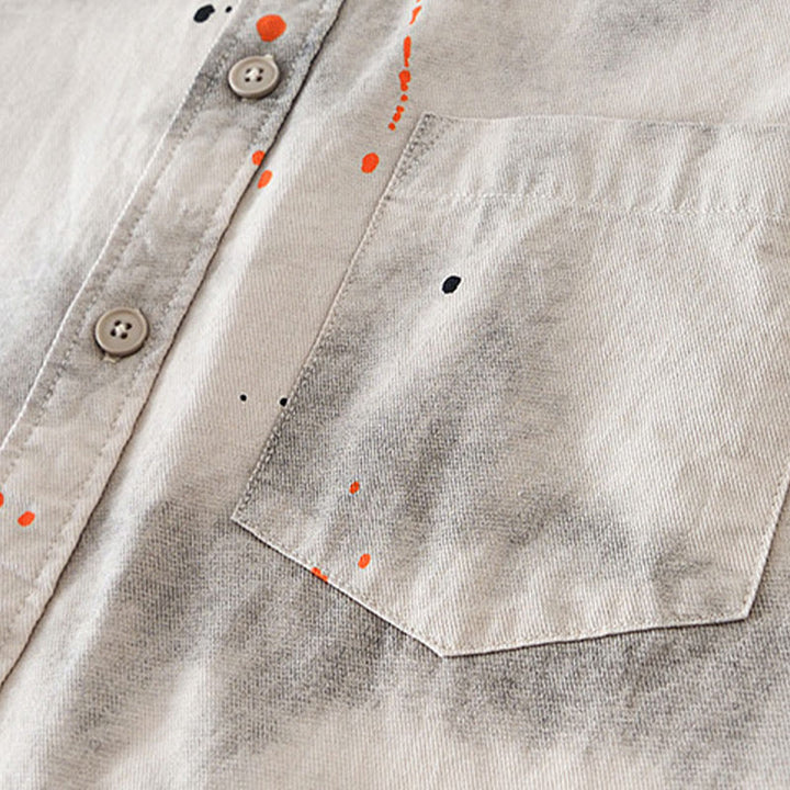 Camicia da uomo in cotone a maniche corte con bottoni e stampa "Buddha Stones Summer Ink Splashing Colour" - image 4