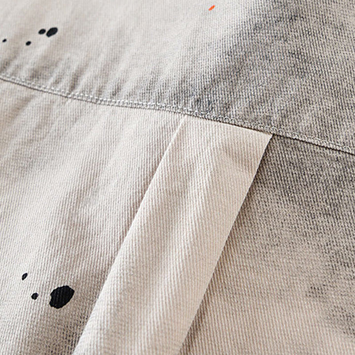 Camicia da uomo in cotone a maniche corte con bottoni e stampa "Buddha Stones Summer Ink Splashing Colour" - image 3